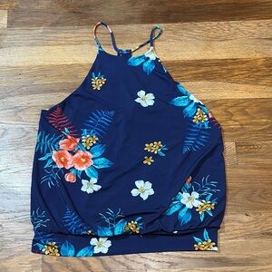 EXPRESS tropical floral print halter style tank top